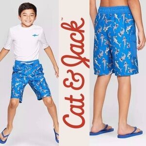 CAT & JACK Boys' Shark Print Swim Trunks - Size XS (4/5)